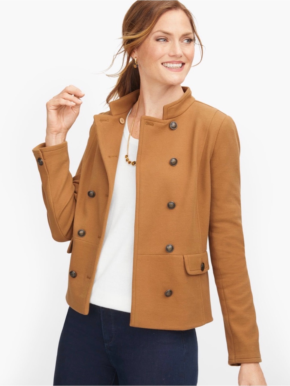 NWT Talbots Twill Knit Band Jacket Caramel Tan Color 16W